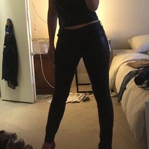 Shiny Black Slim Fit Zara Pants